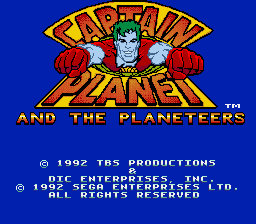 Captain Planet And The Planeteers title screen for Sega Mega Drive